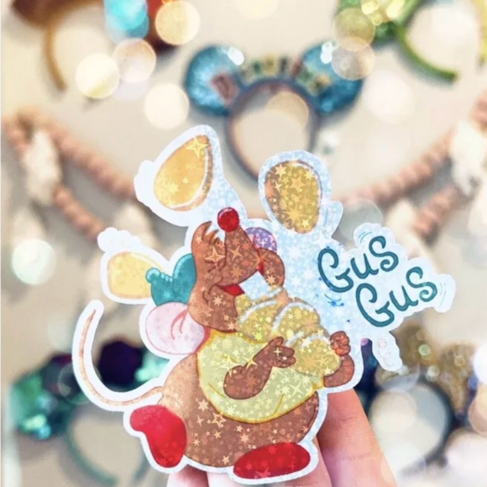 Gus Gus cinderella mouse cute disney holographic glitter sticker